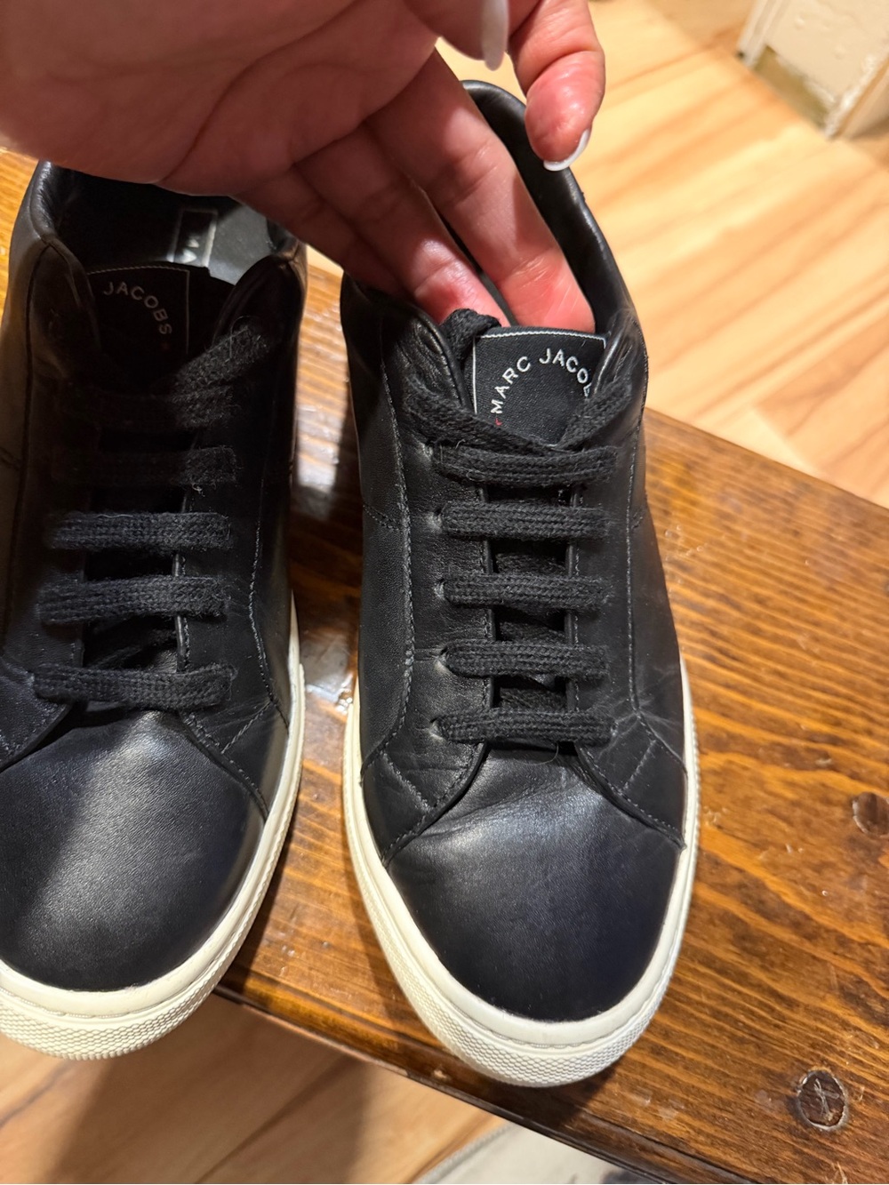 Marc Jacobs Empire Black Leather Sneakers Size 37